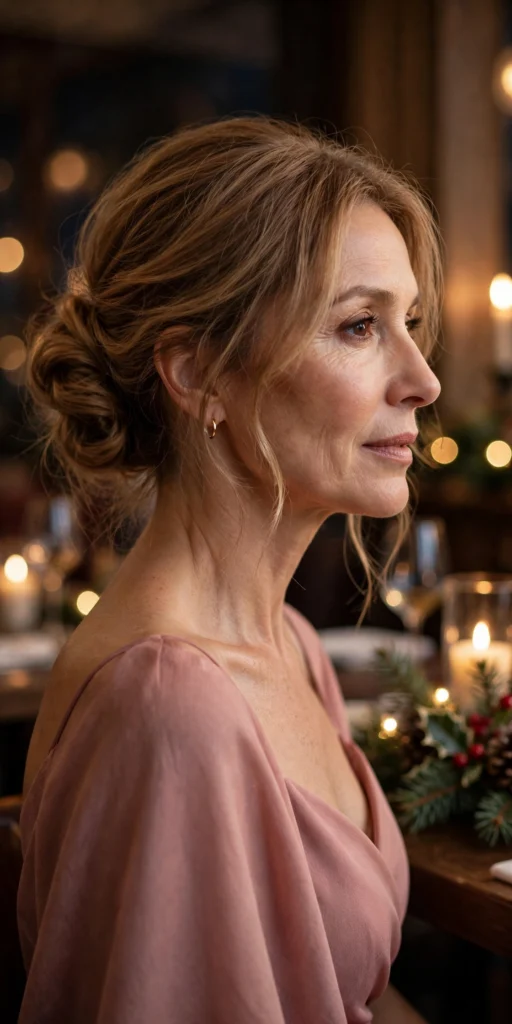Loose Romantic Chignon hairstyle for women over 40