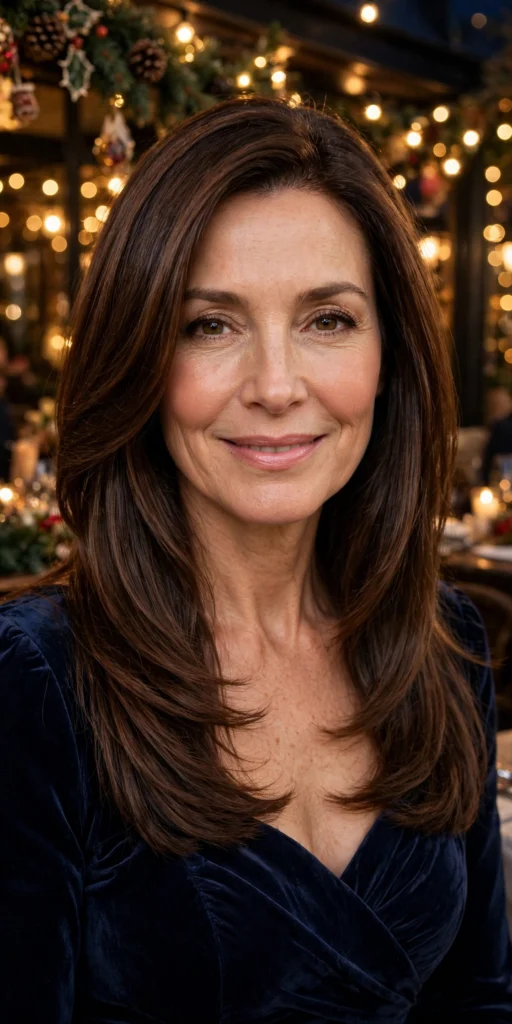 Glossy Straight Layers hairstyle for women over 40