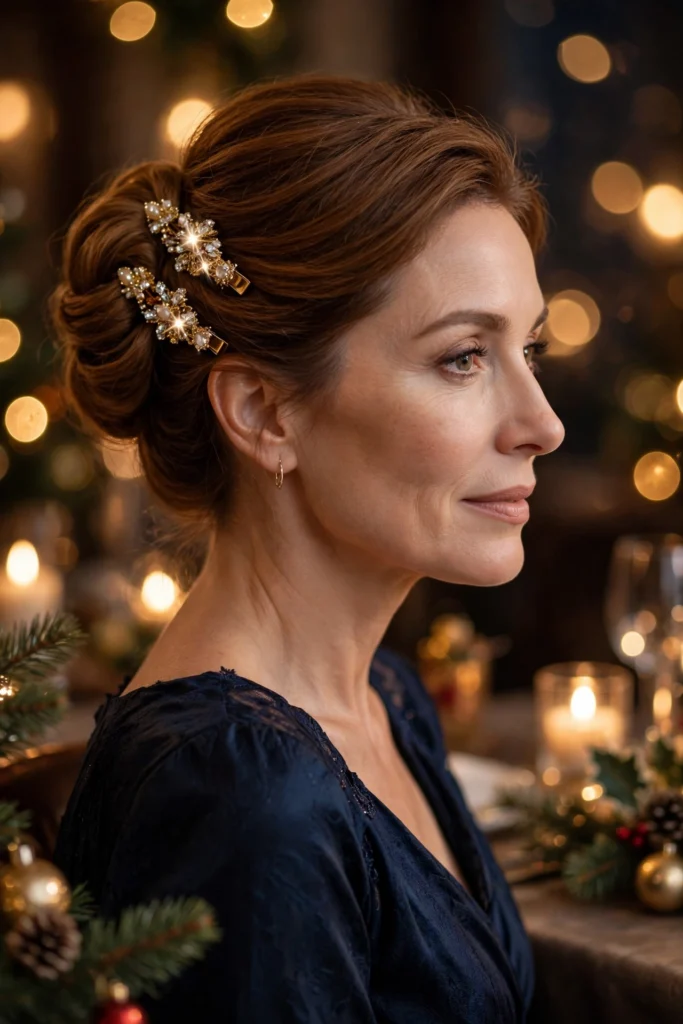 Jeweled Clip Updo hairstyle for women over 40