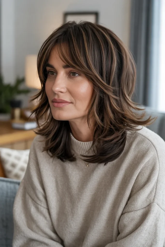 Medium-Length Shag With Curtain Bangs