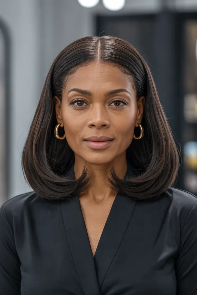 Sleek Middle-Part Hairstyle