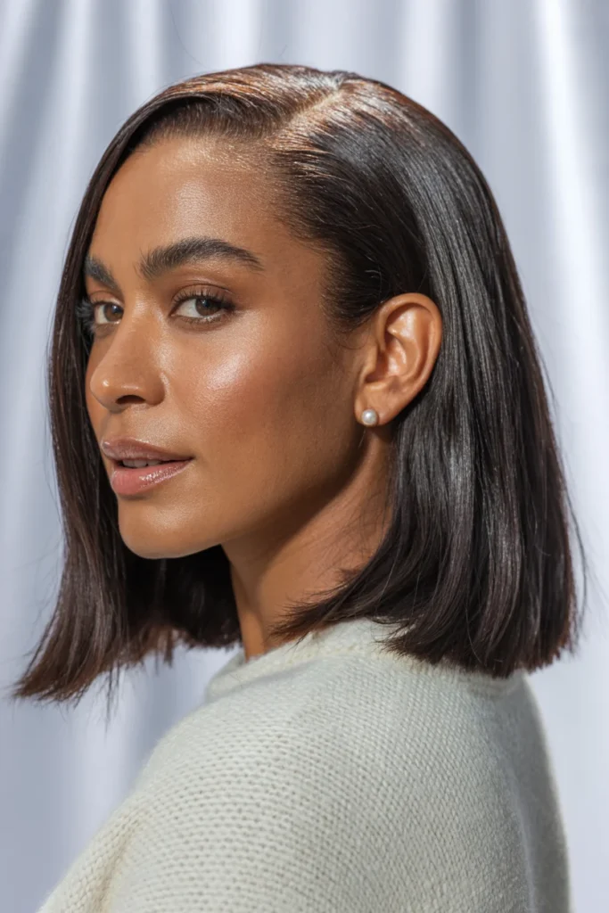 Sleek Shoulder-Length Straight Hair
