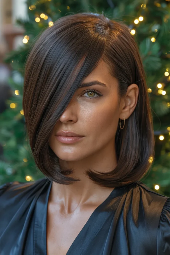 Sleek Straight Hair With a Deep Side Part