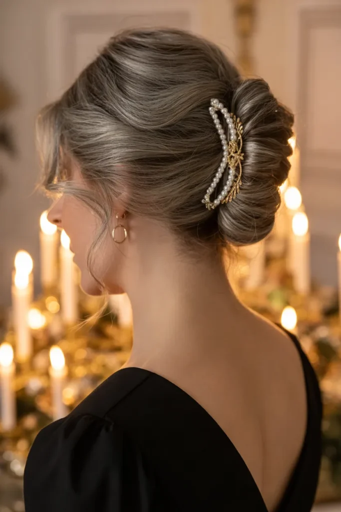 Soft Updo With a Decorative Hair Clip