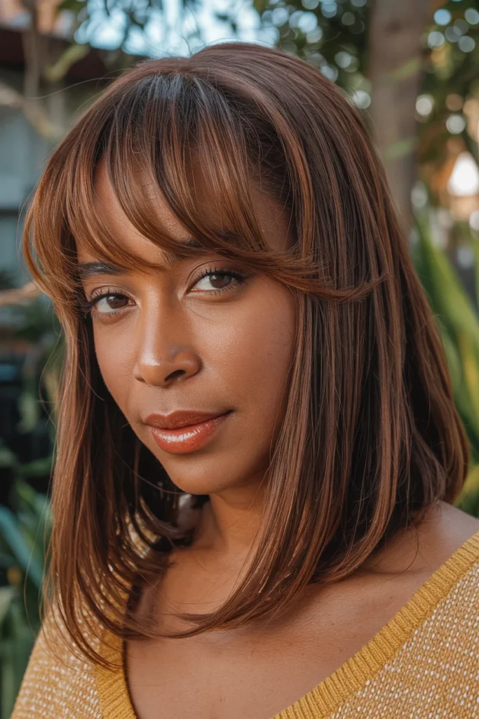 Straight Hair With Side-Swept Bangs