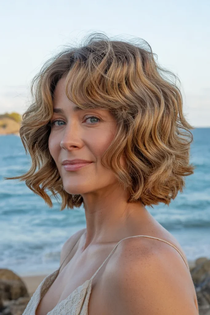 Wavy Lob With Curtain Bangs